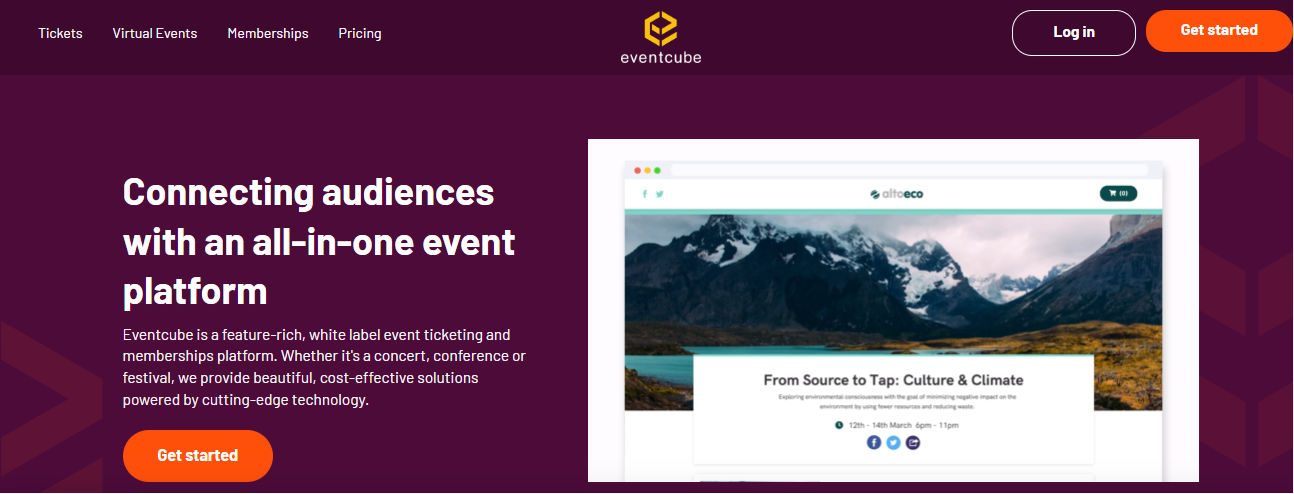 Eventcube Landing Page