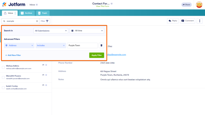 How to Search and Filter Submissions in Jotform Inbox