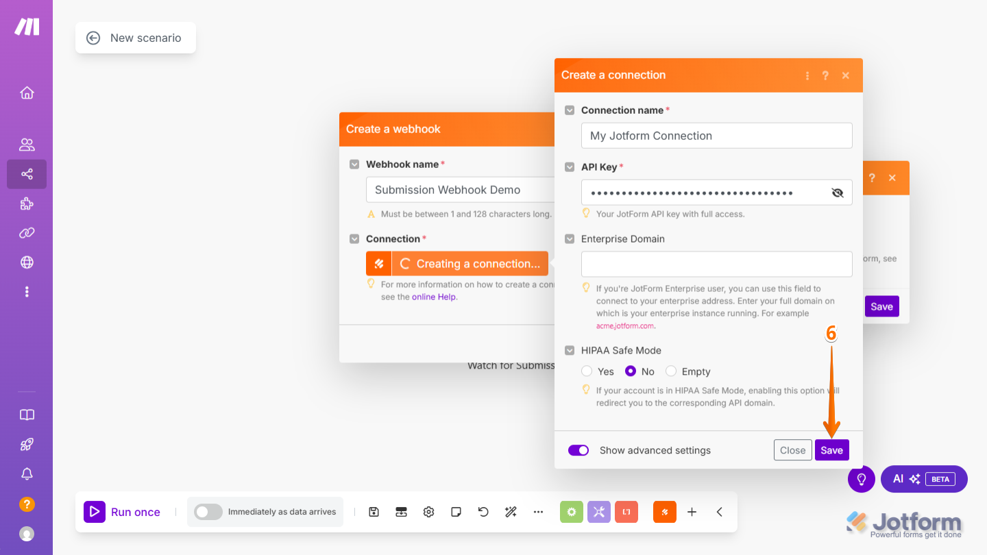 Click on Save in Make