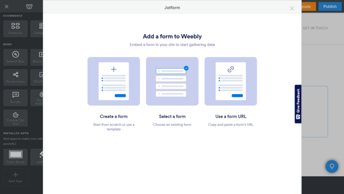 Adding a Form to Your Weebly Website Using Jotform App for Weebly
