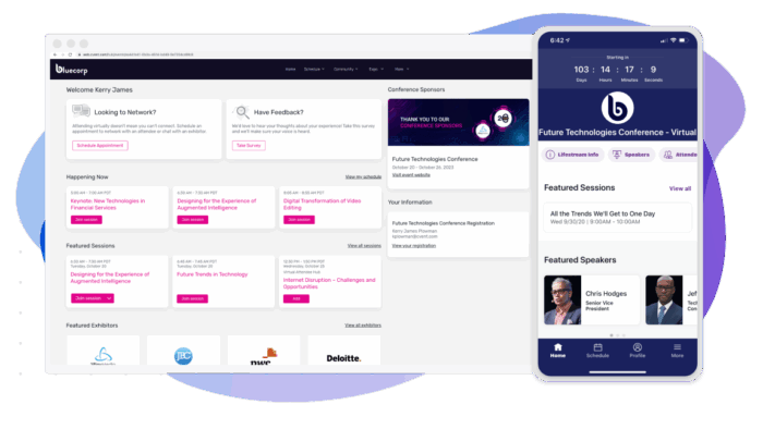 Cvent Mockup Images of the USer Interface