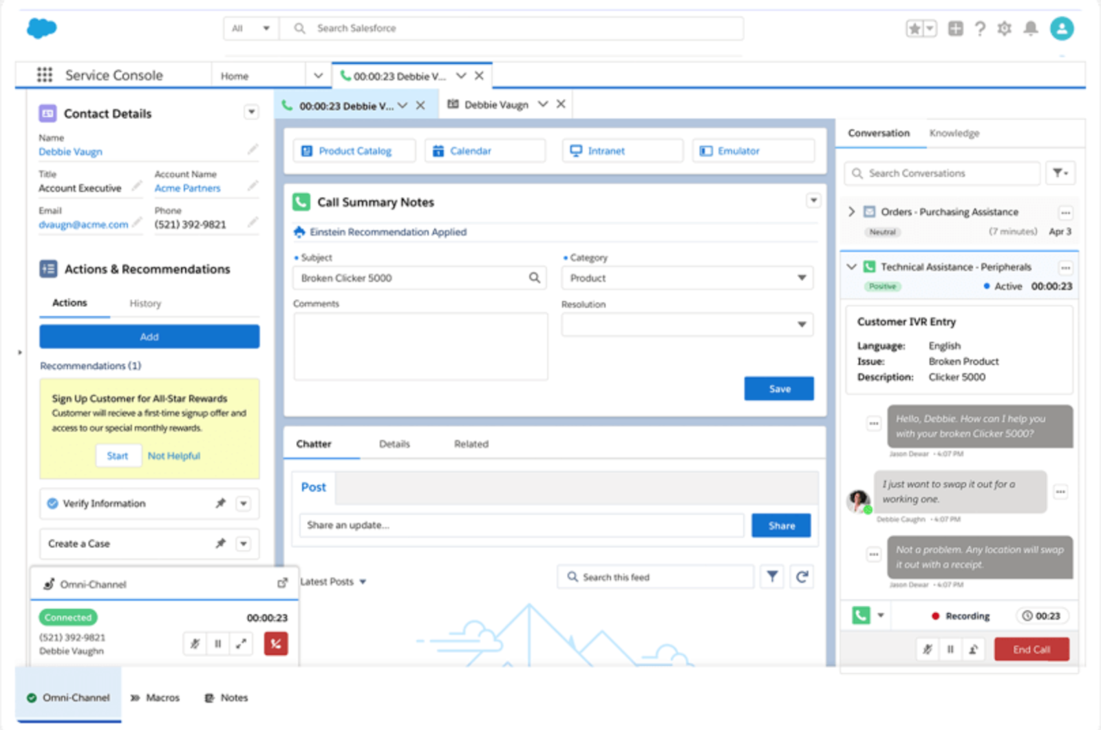 Benutzeroberfläche von Salesforce