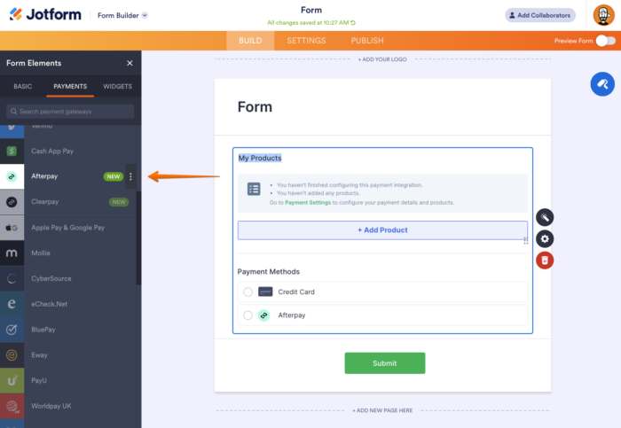 Announcing Square ACH and Afterpay/Clearpay for Jotform Enterprise ...