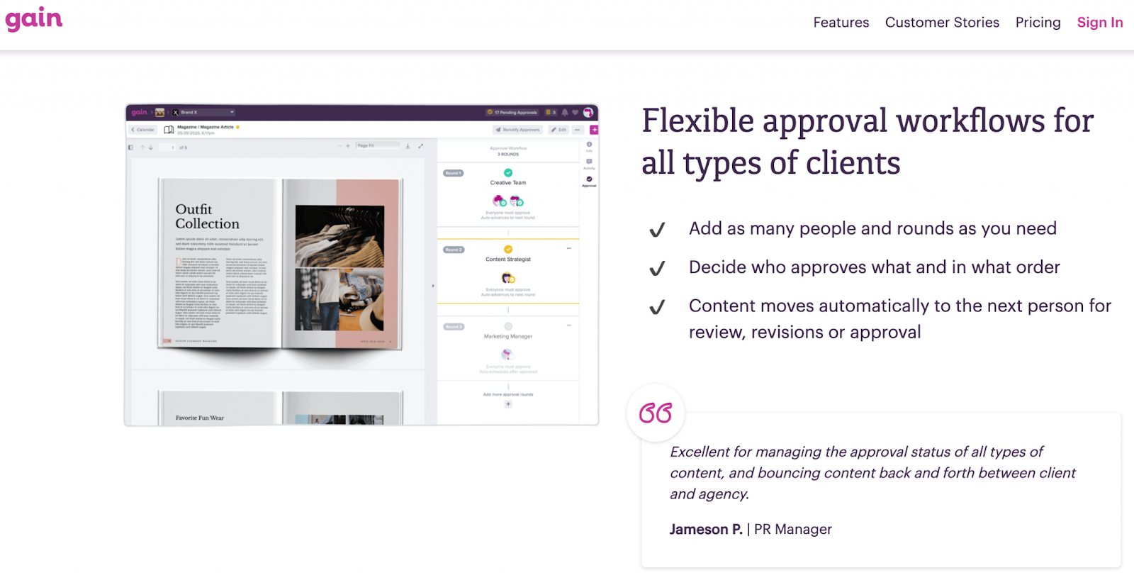 Benutzeroberfläche von Gain
