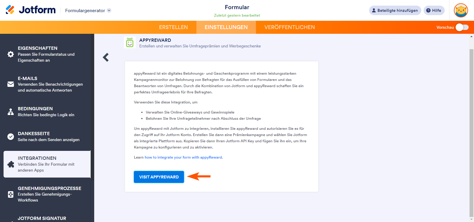 Wie Sie appyReward mit Jotform integrieren Image-2