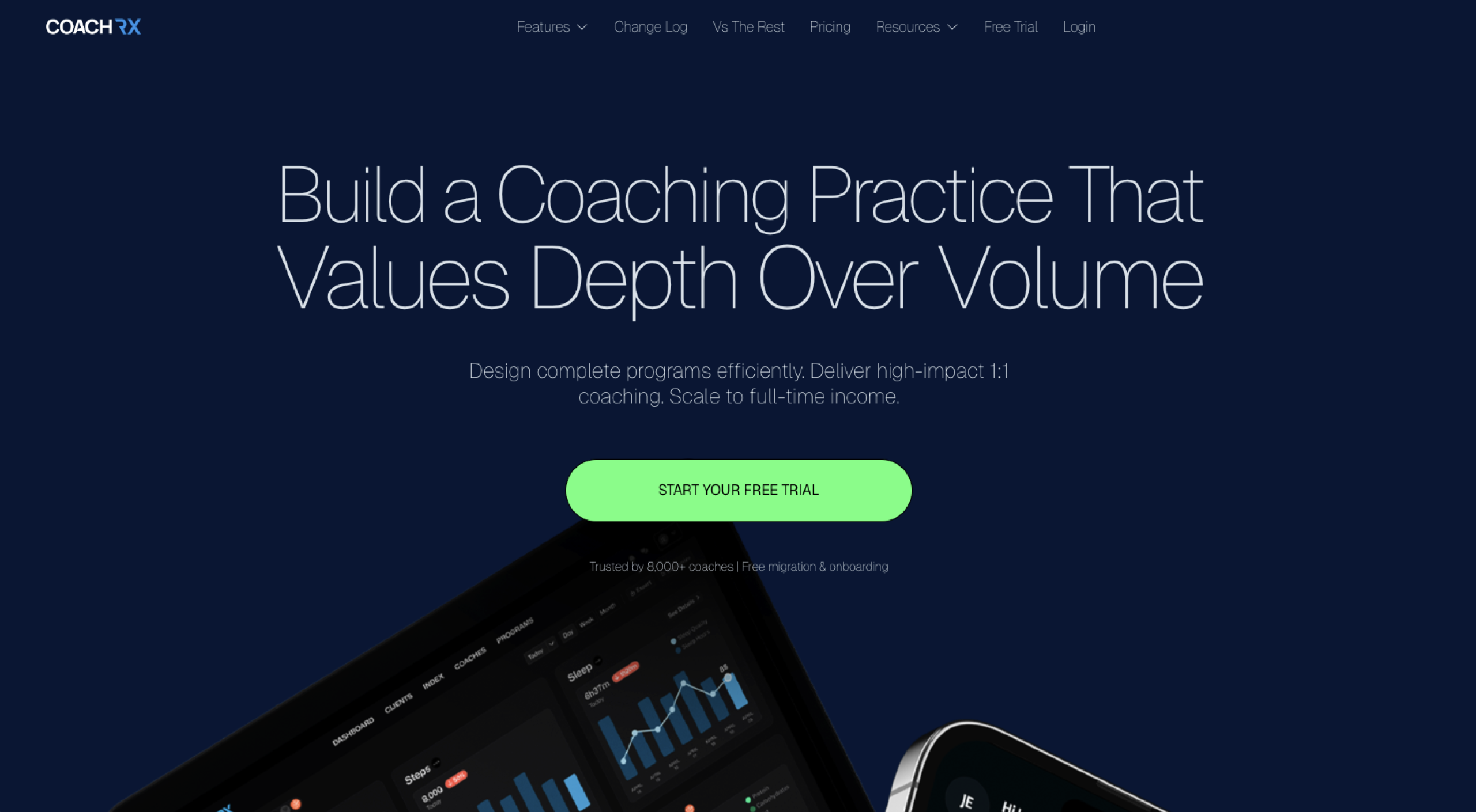 CoachRX screenshot of the landing page