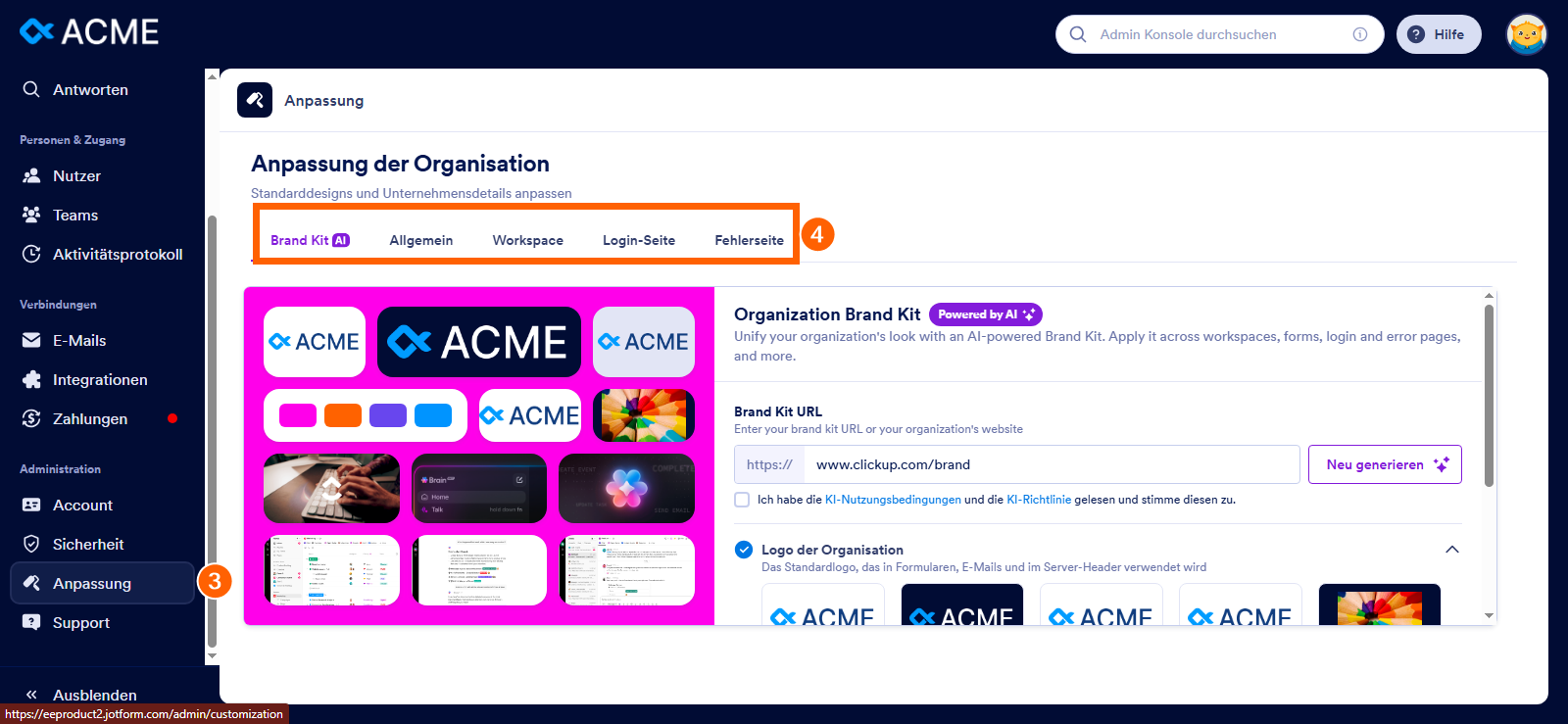 Anpassen des Designs Ihrer Organisation in Jotform Enterprise Image-2