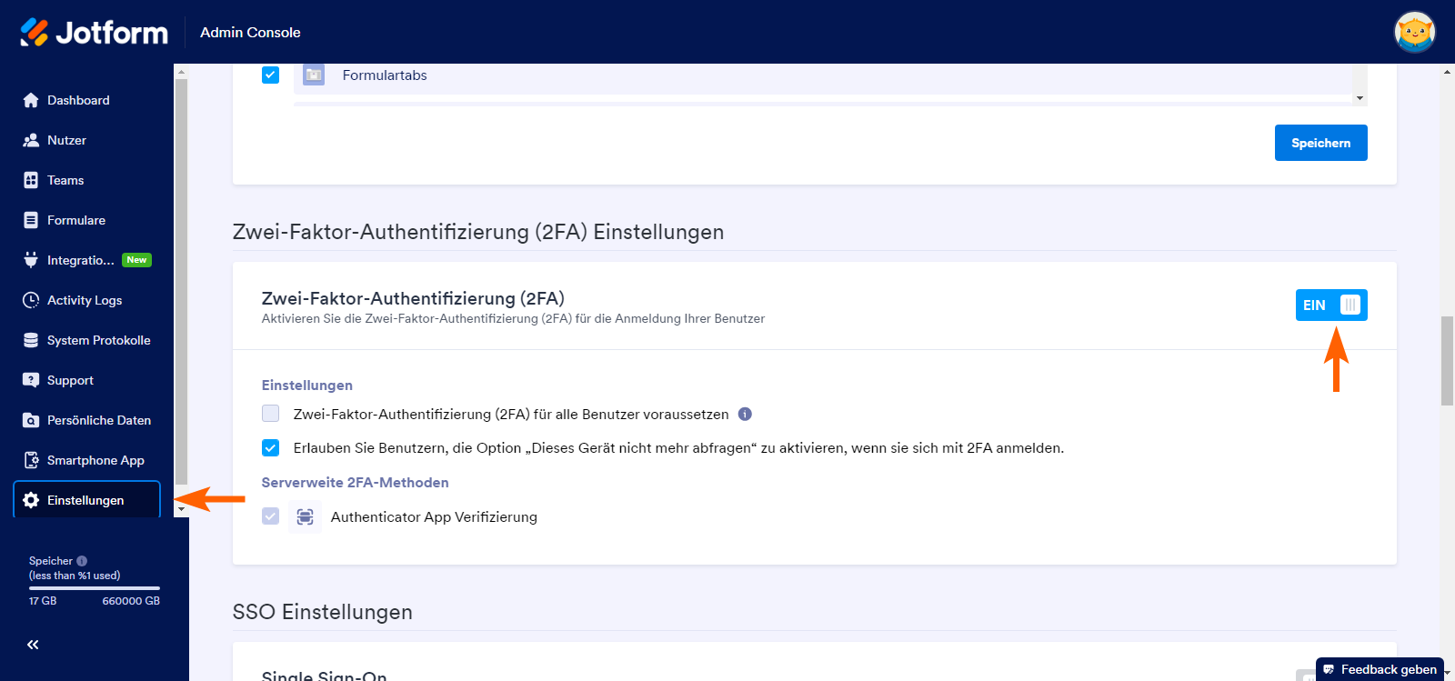 Wie Sie die Zwei-Faktoren-Authentifizierung (2FA) in Jotform Enterprise aktivieren und einrichten Image-2