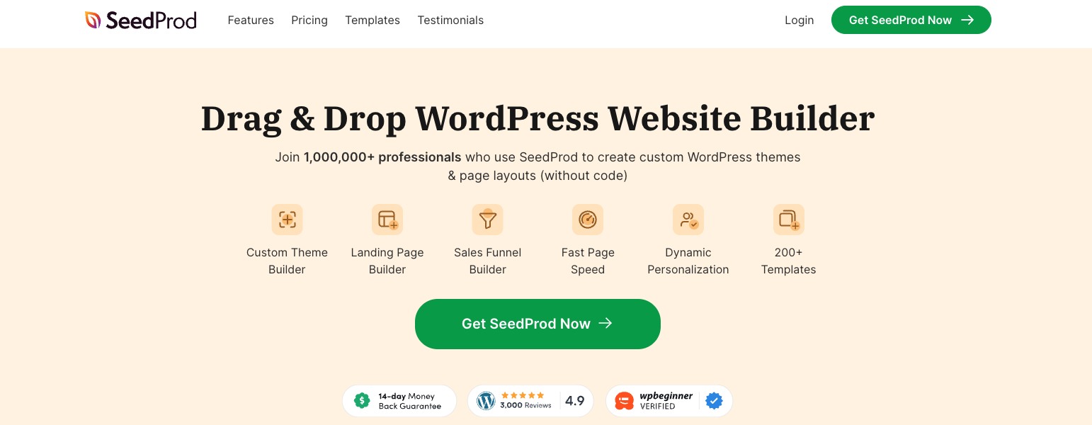 Page de destination du plug-in SeedProd