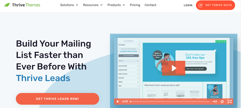 Page de destination du plug-in ThriveThemes