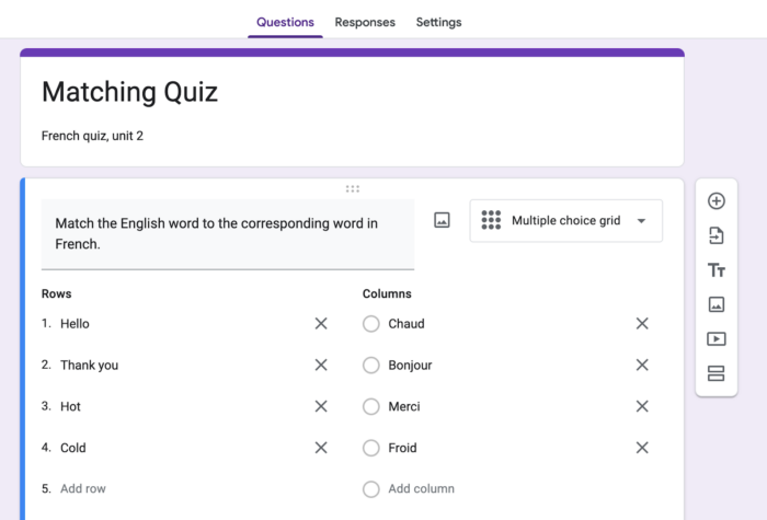 How to create a matching question on Google Forms | The Jotform Blog