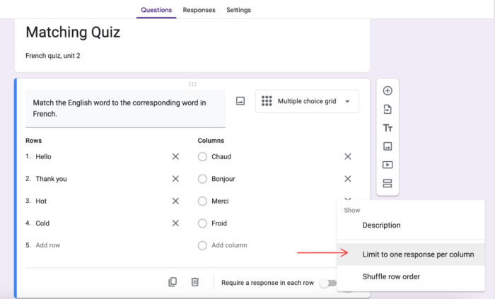 How to make a matching question on Google Forms | The Jotform Blog