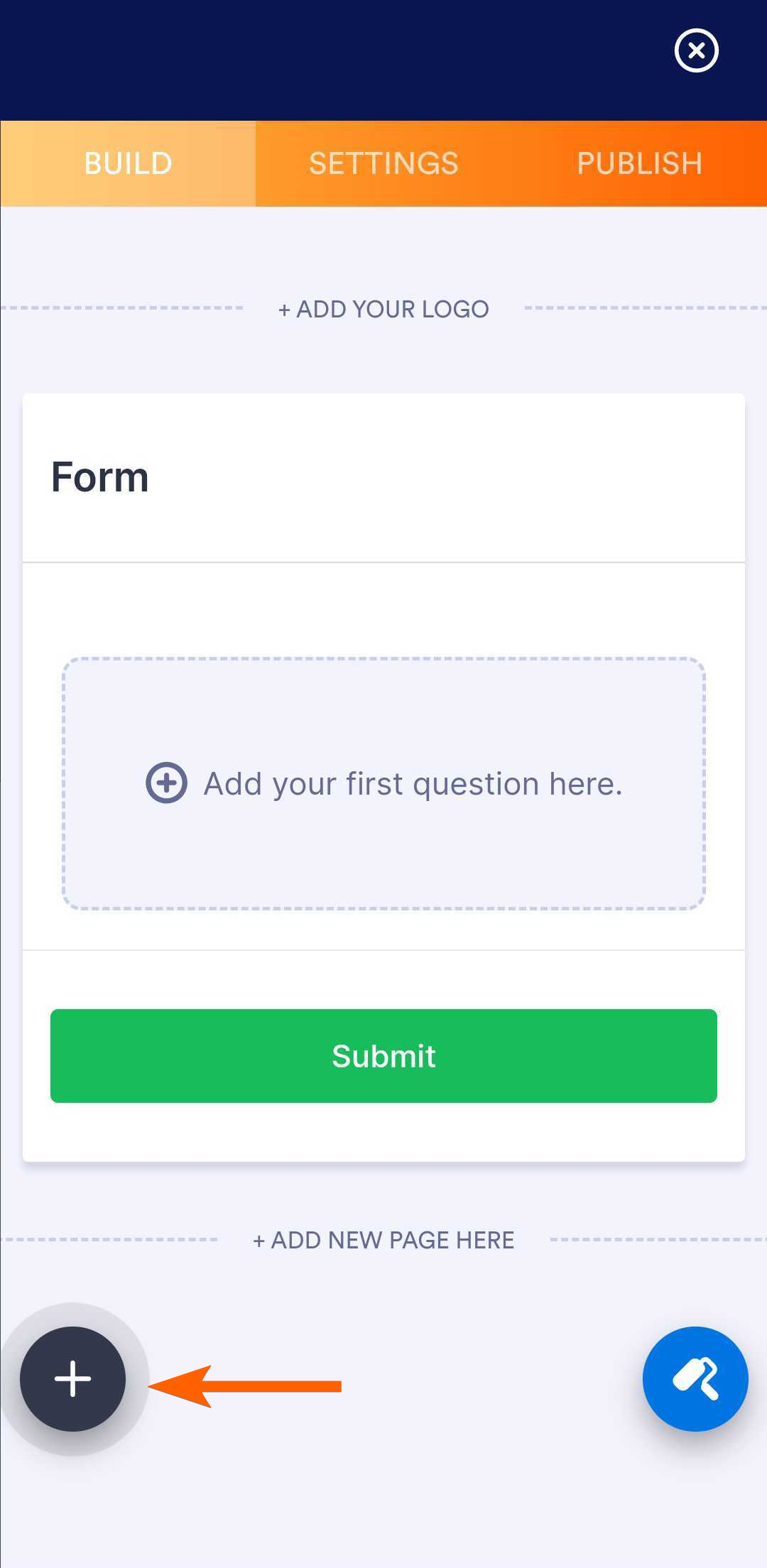 Click on Add Button to open the Basic Element Fields in Jotform Mobile Forms