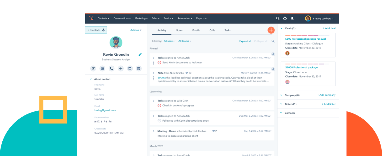 Screenshot of Hubspot CRM