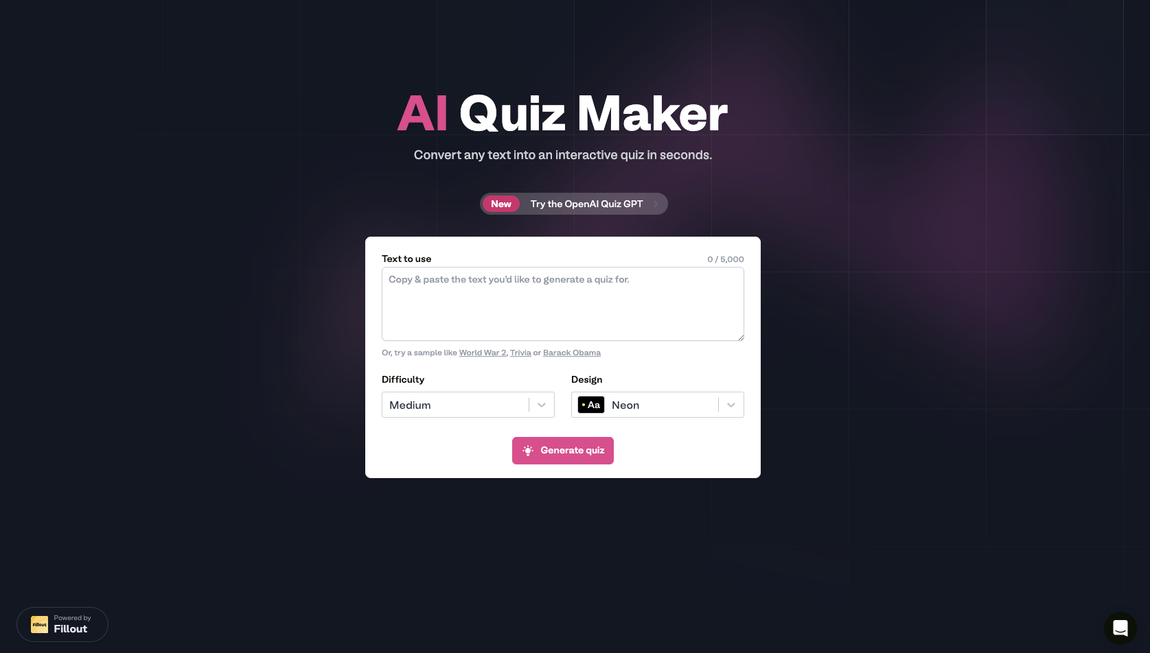 Fillout Landing Page