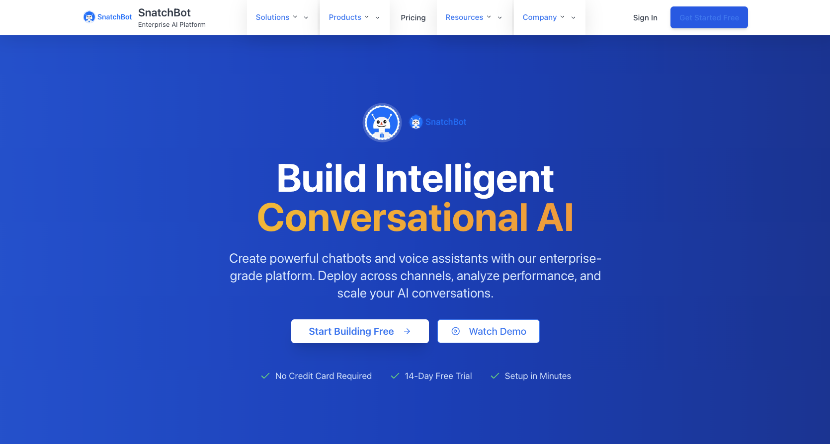 SnatchBot Landing Page