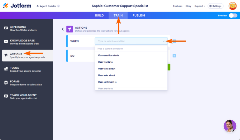 How to Customize Agent Actions and Triggers