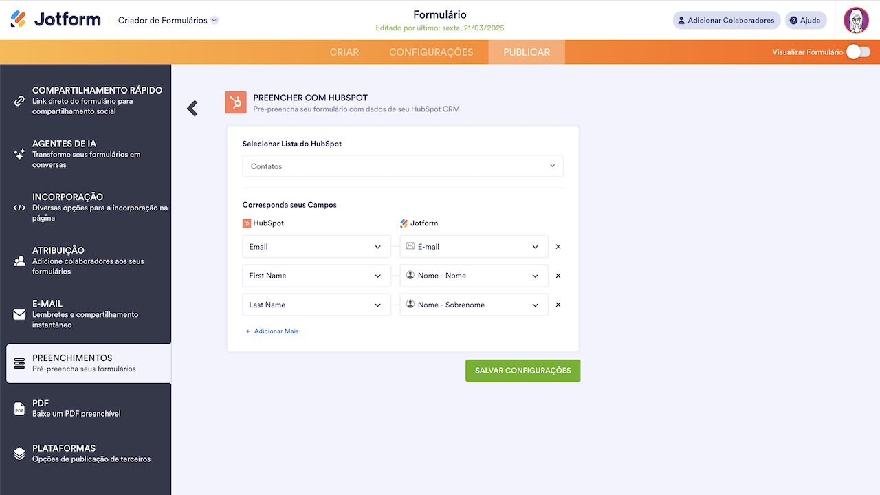 Preencher com Hubspot