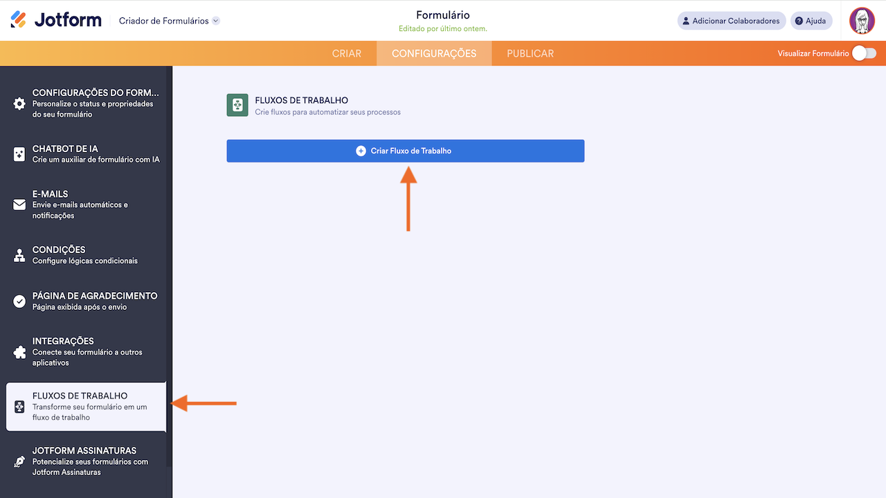Criando um fluxo de trabalho - Fluxos de Trabalho