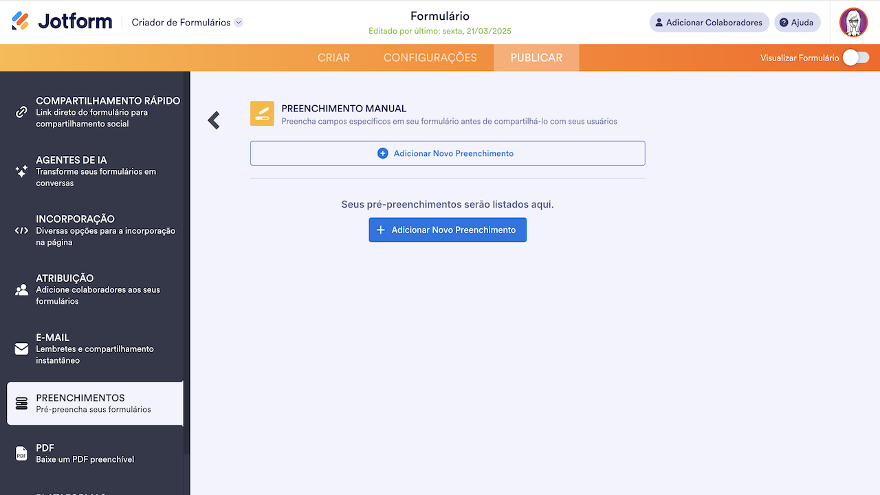 Preenchimento manual