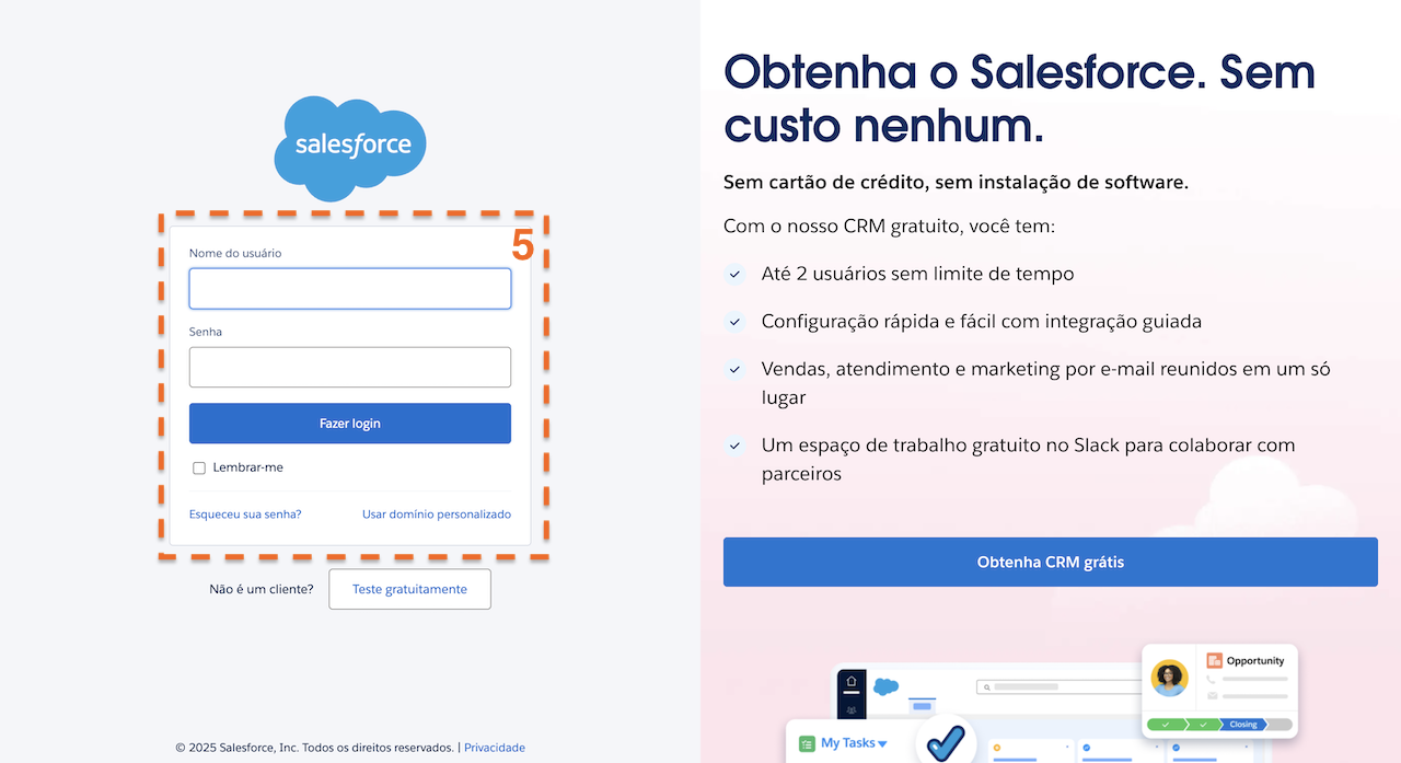 Fazendo login no Salesforce