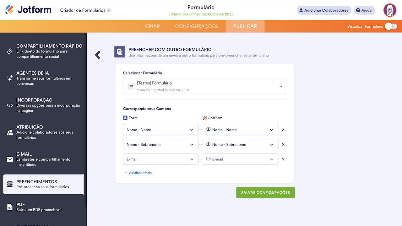 Preencher com outro formulário