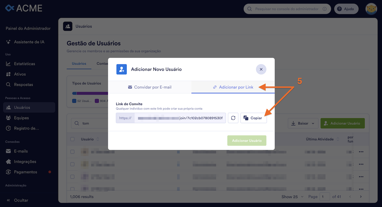 Convidando Novos Usuários via Link - 3