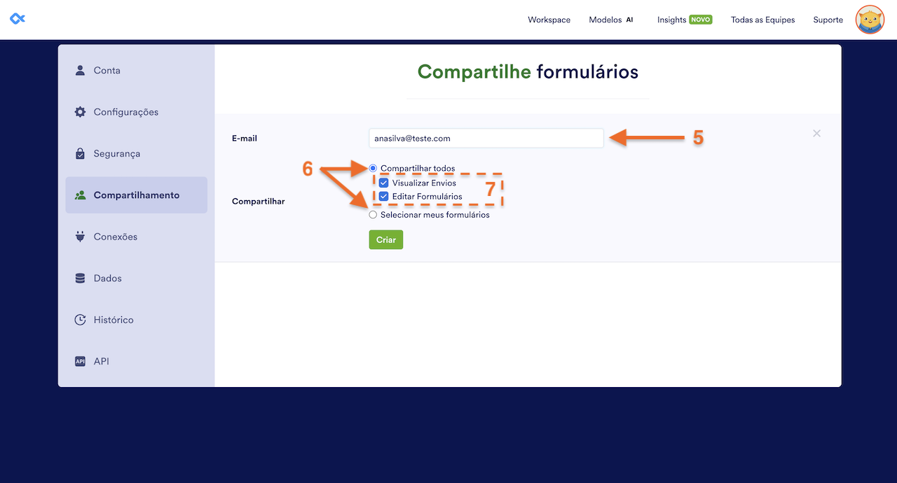 Compartilhando um Formulário como Subusuário - 3