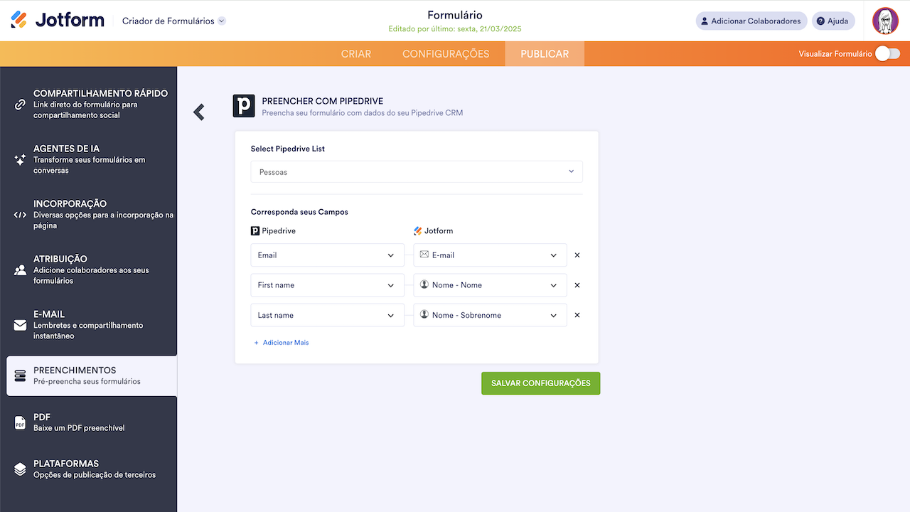 Preencher com Pipedrive