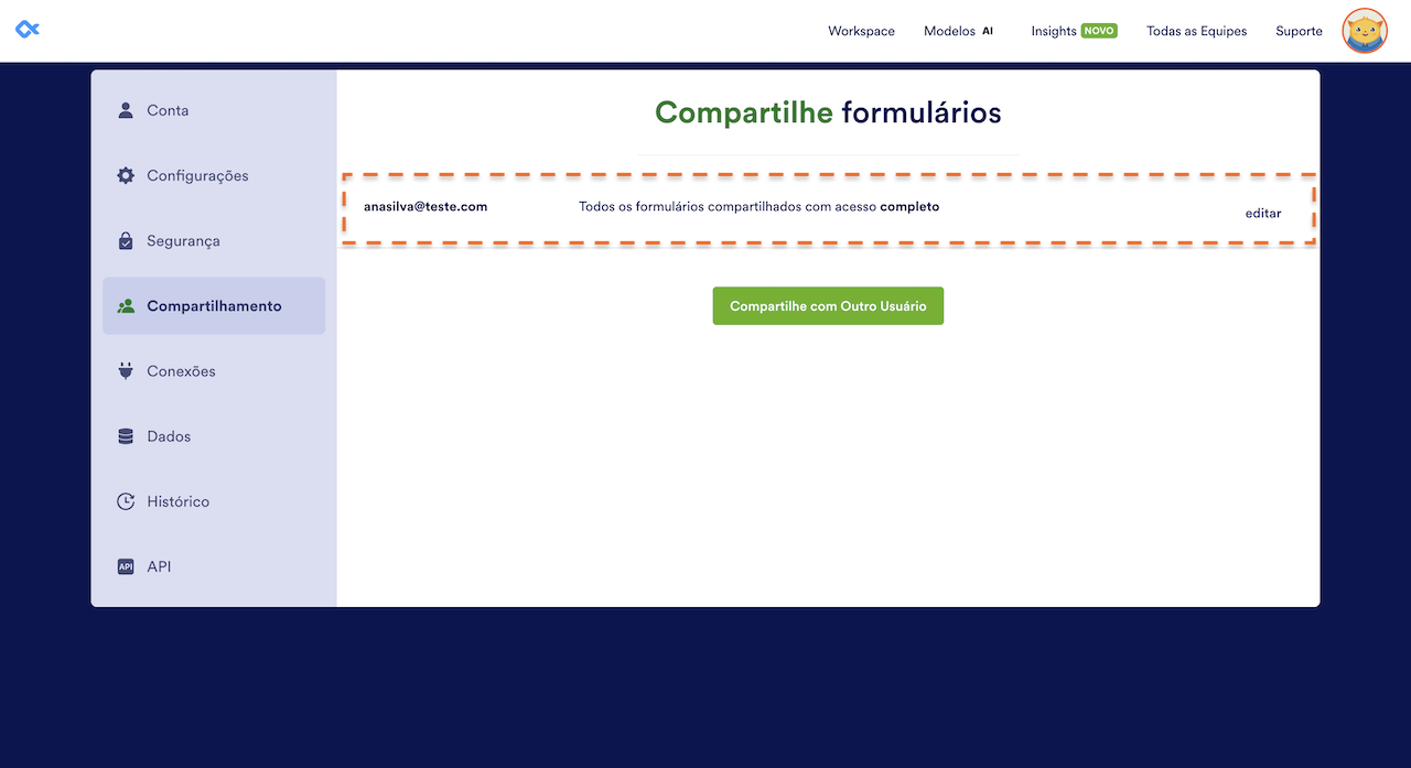 Compartilhando um Formulário como Subusuário - 5