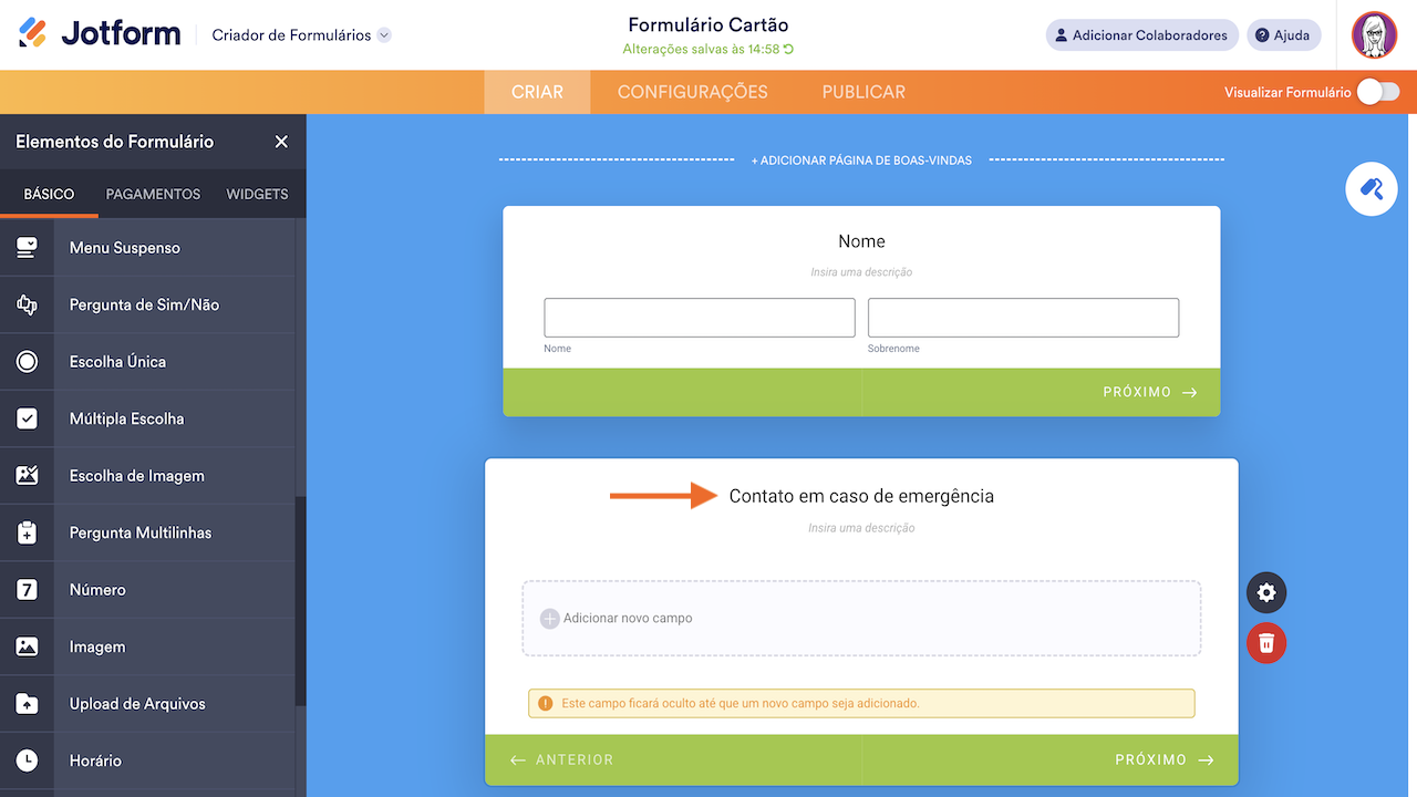 Como Exibir Várias Perguntas em um Único Cartão - 2