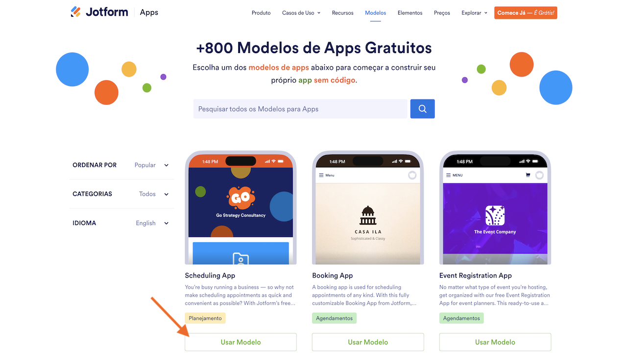 Usar modelos de apps
