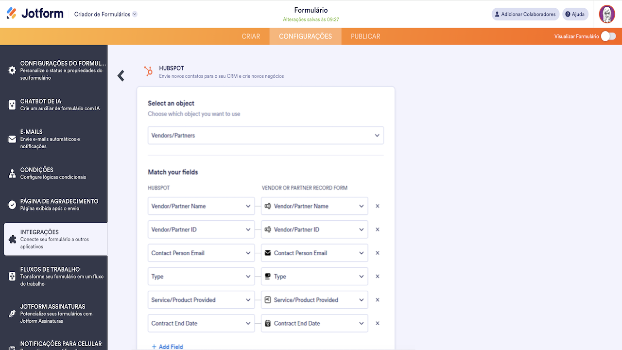 Criando registro personalizado na integração ao hubspot