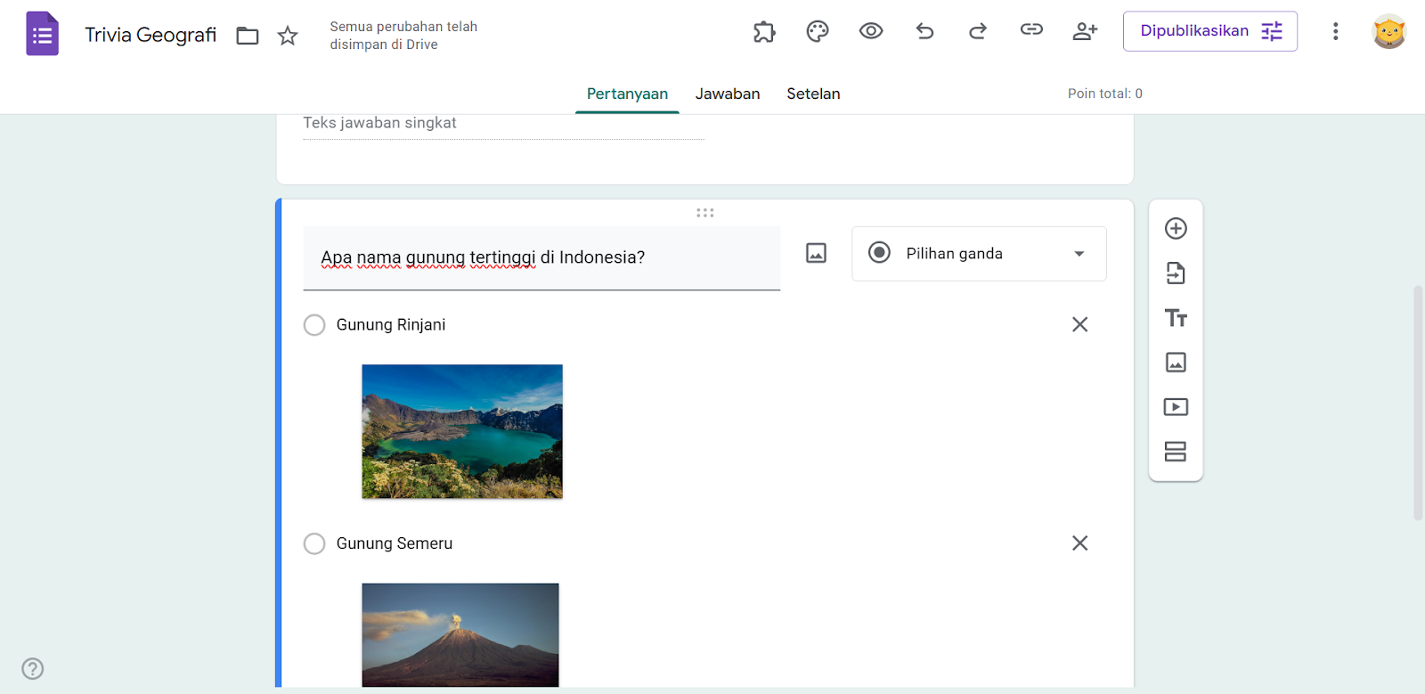 Menambahkan gambar ke formulir di Google Forms