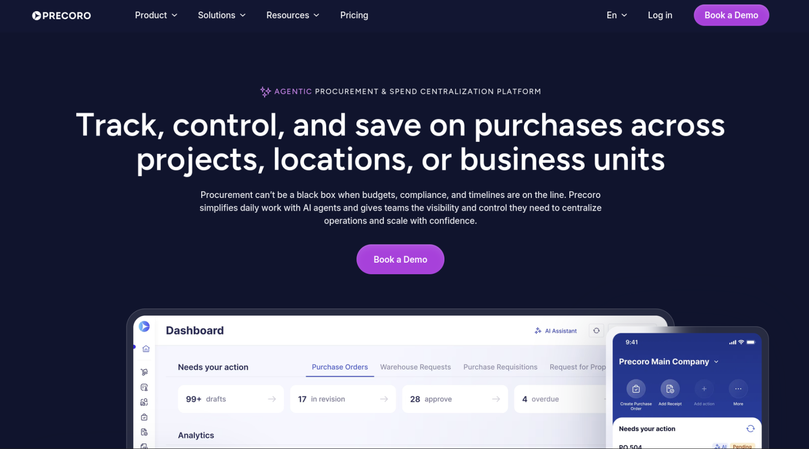 Precoro Landing Page