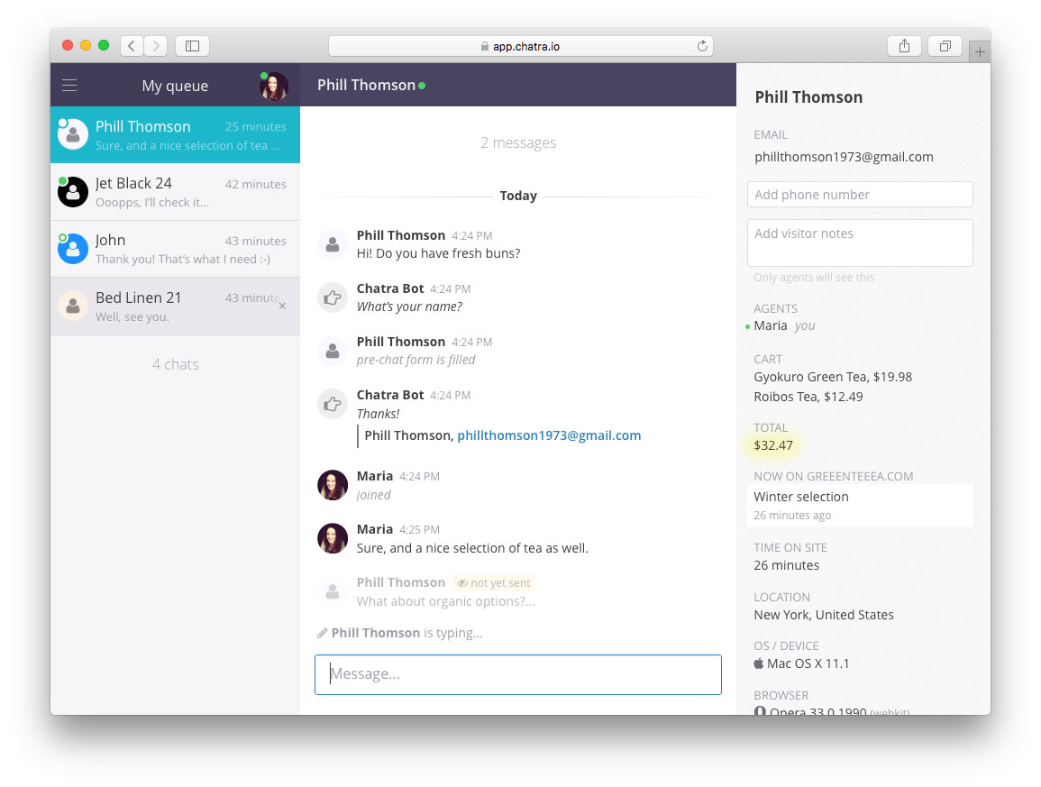 User Interface of Chatra