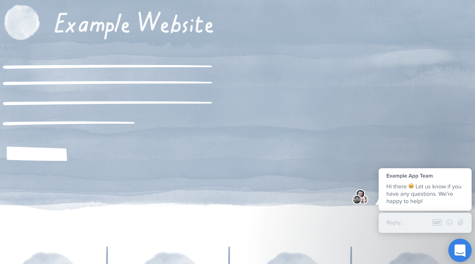 Intercom chatbot on a sample website