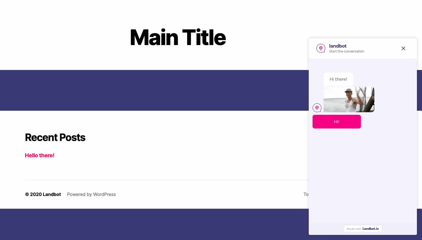 User Interface of Landbot on a website