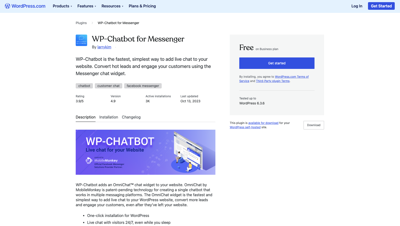 WP-Chatbot for Messenger on WordPress