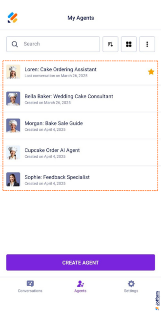 How to Sort AI Agents in Jotform AI Agent Mobile App