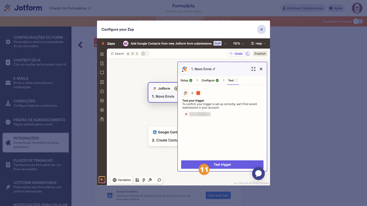 Testando o acionador