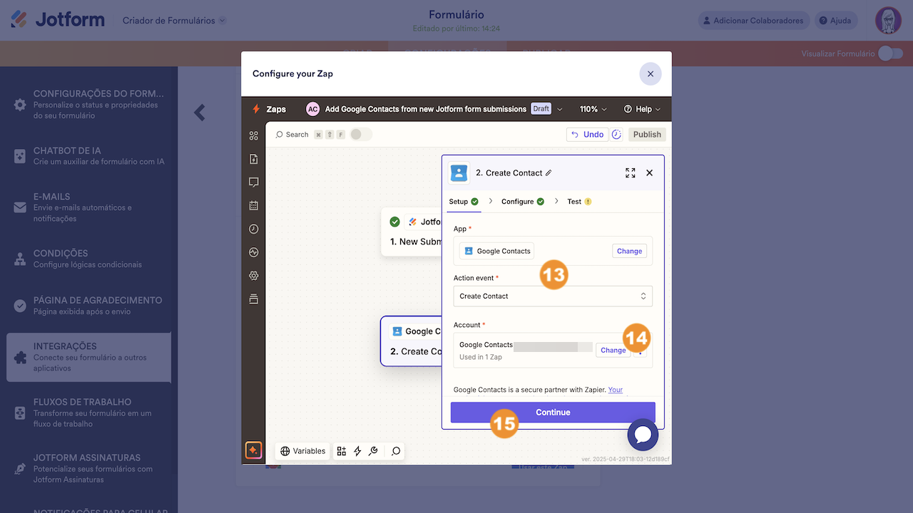 Continuando a configuração