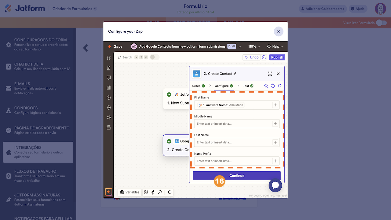 Continuando a configuração 2
