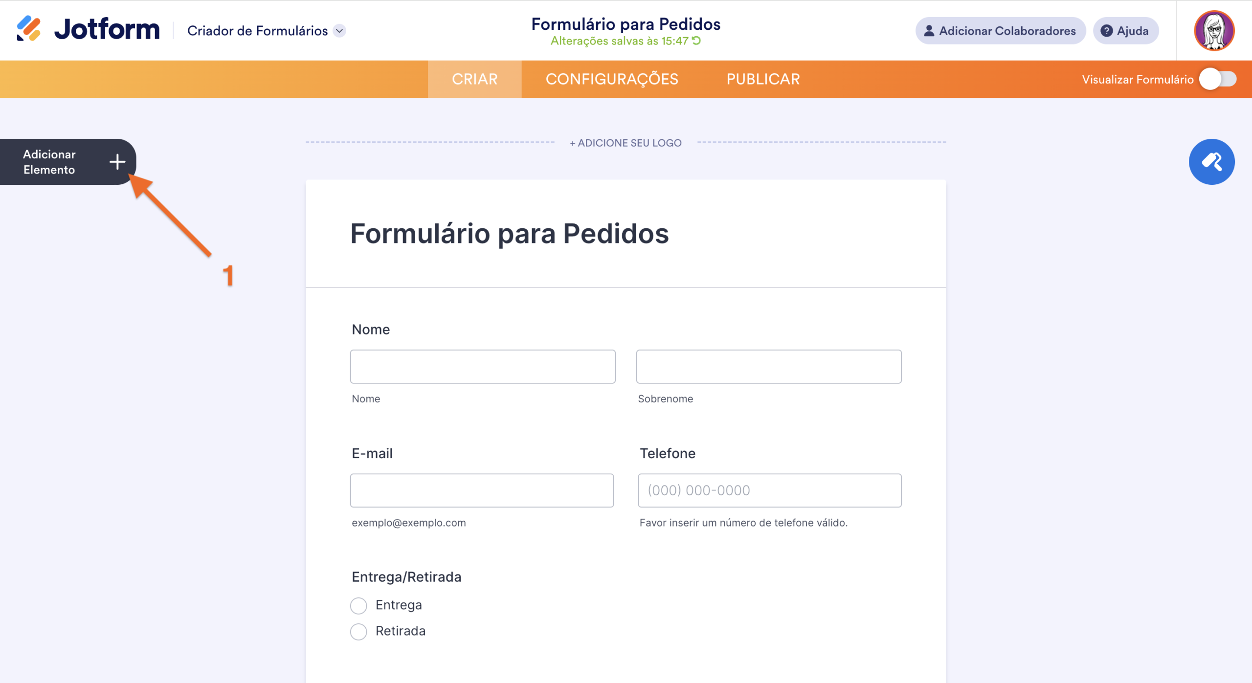 Adicionar elemento