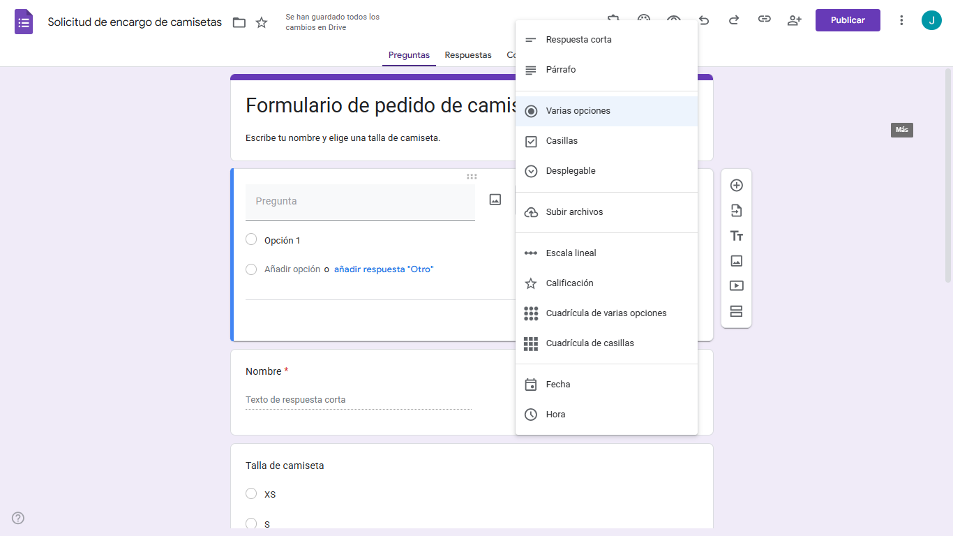 Cómo hacer un formulario de pedido de camisetas en Google Forms Image-2