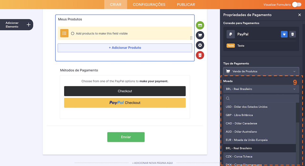 Moedas aceitas pela integração