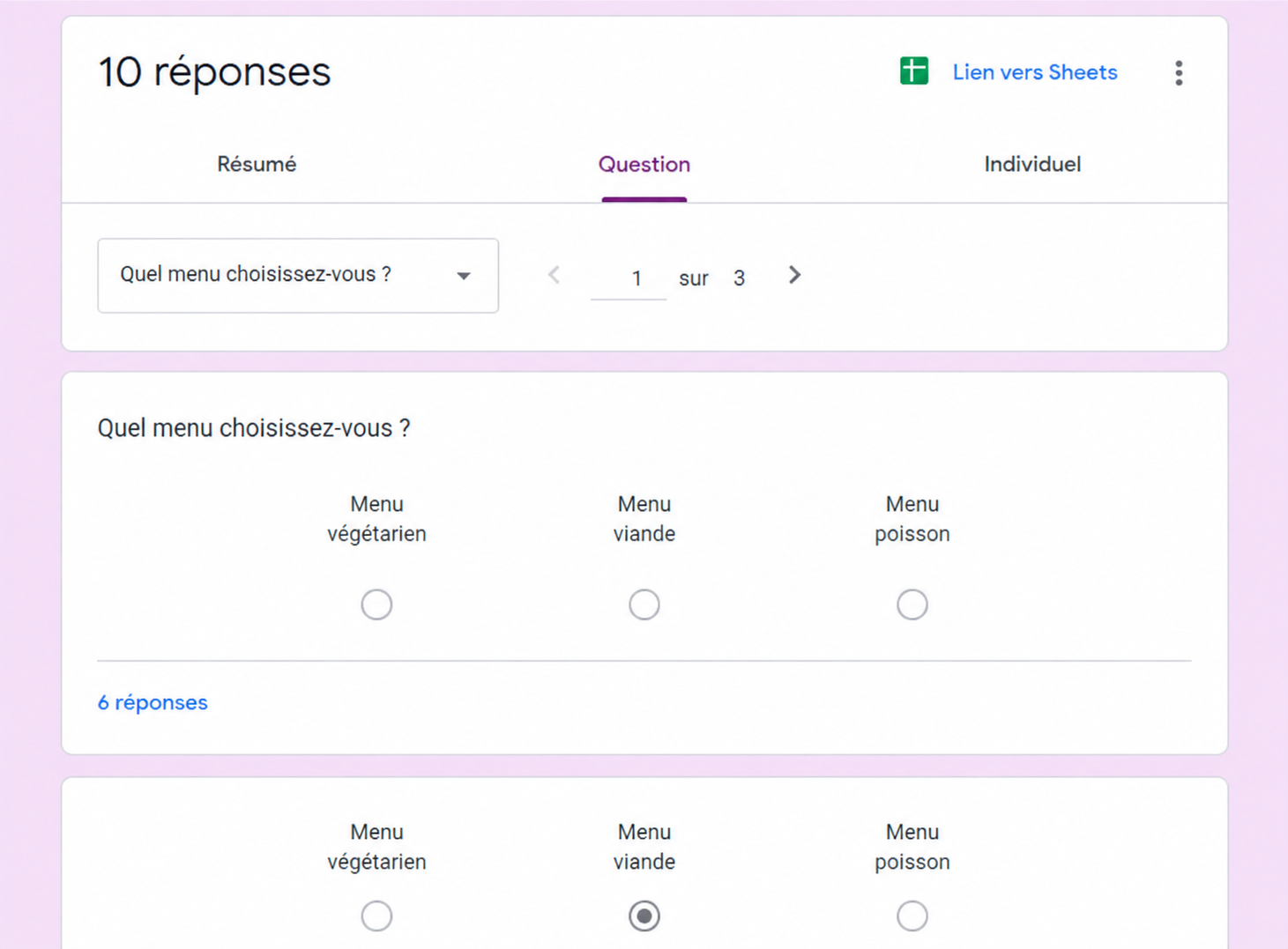 Capture d'écran d'un formulaire RSVP dans Google Forms