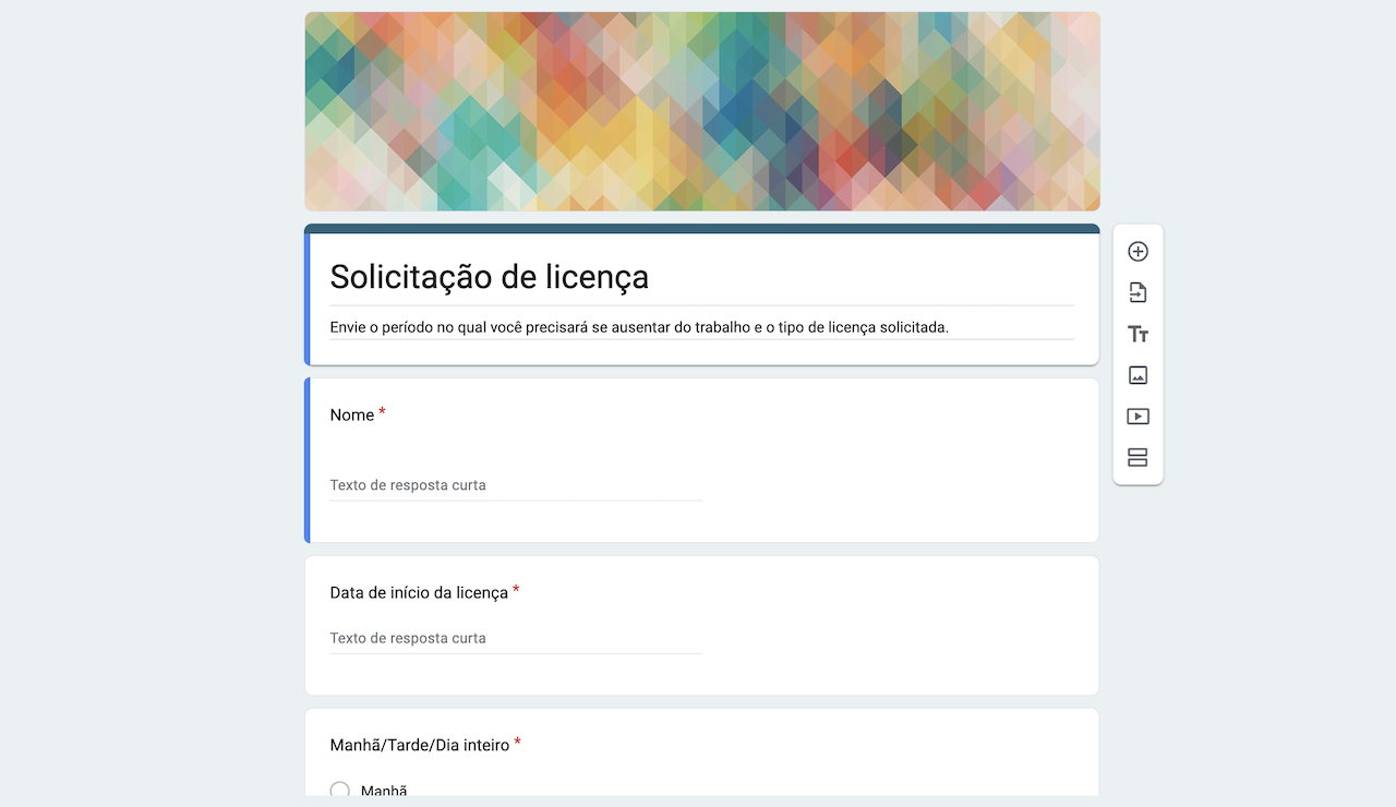 Formulário para Pedido de Licença