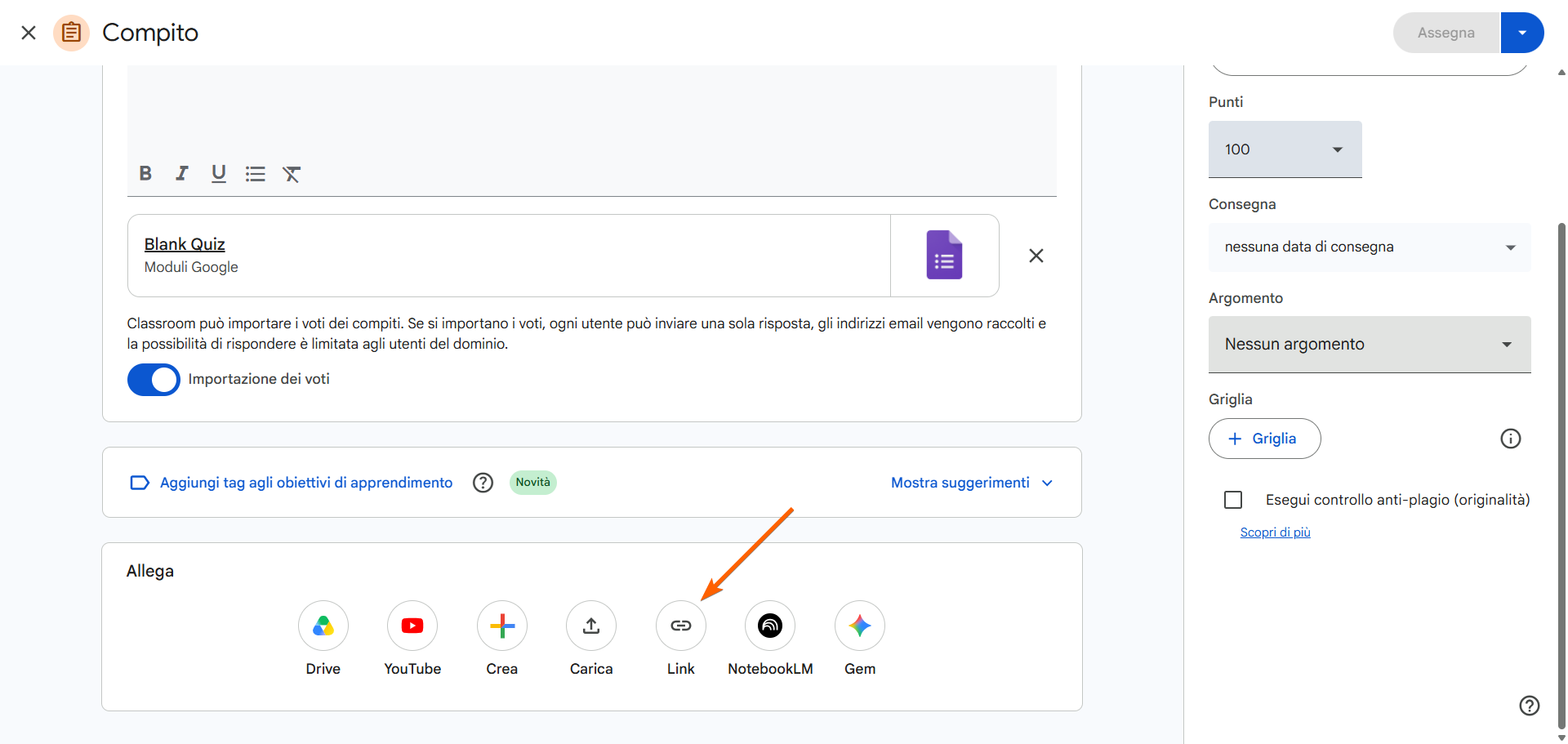 Screenshot di Google Classroom