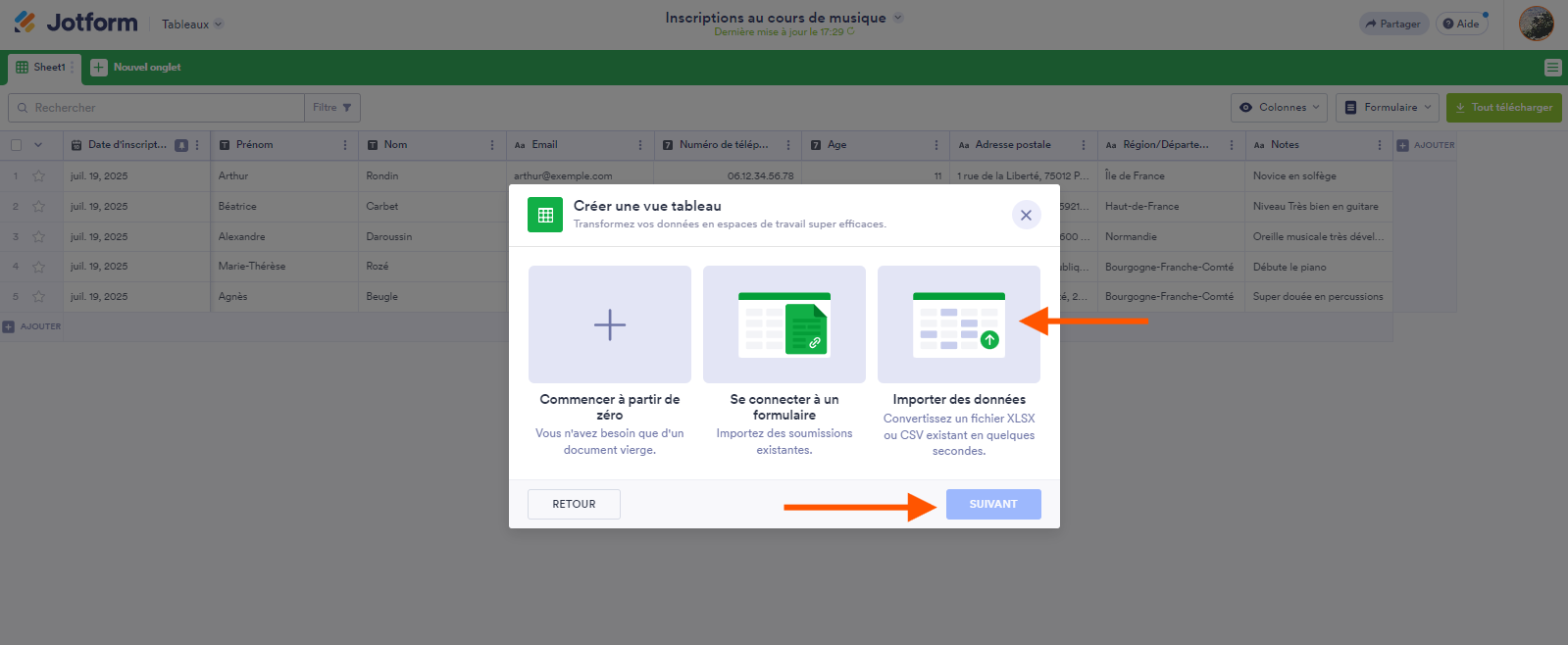 Comment importer des données dans les Tableaux Jotform Image-1